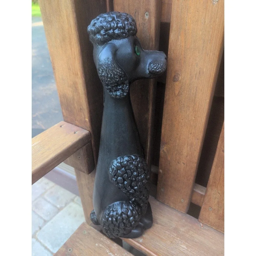 Vintage Large Plastic Blow Mold Black Poodle Bank 17.5 